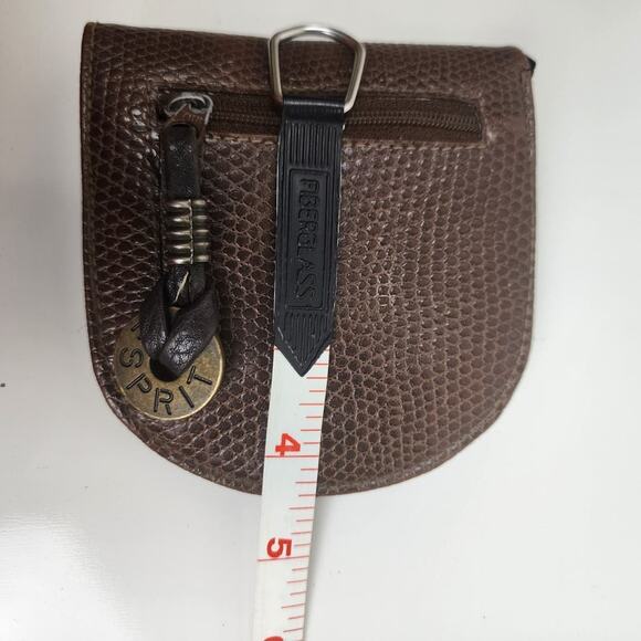 Esprit Two-Toned Faux Snakeskin Design Leather Zip & Button Coin Purse Wallet - Picture 7 of 8